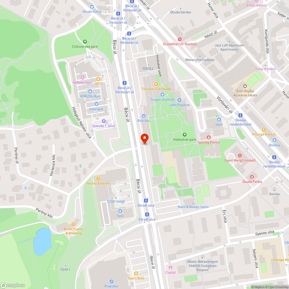 Kátyú a Bécsi úti szervizúton bejelentés helye