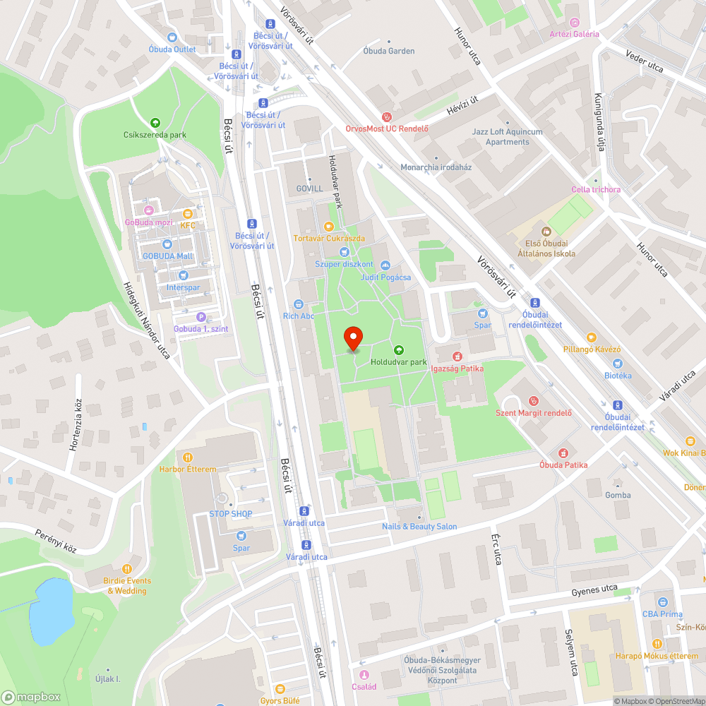 Árnyékolók hiánya a Holdudvar parkban bejelentés helye