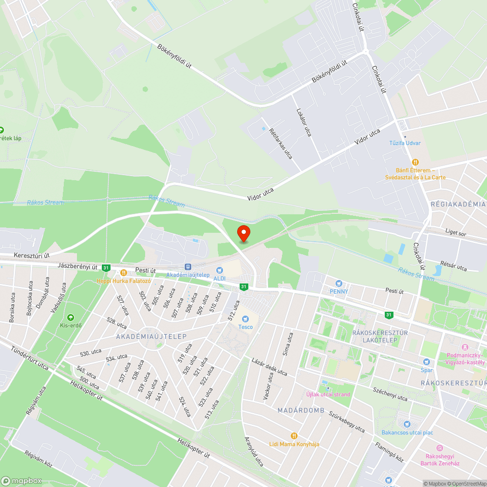 Felüljárón kátyú bejelentés helye