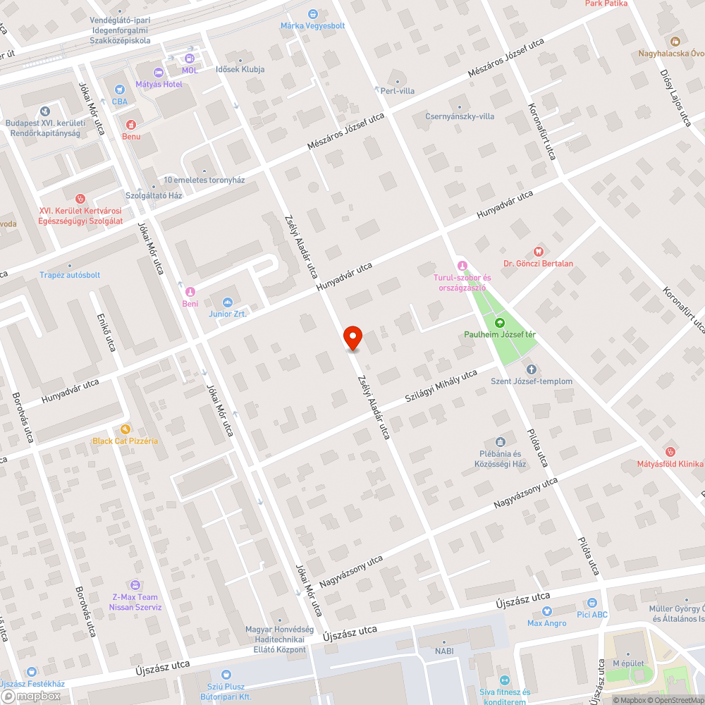 Folyamatosan süllyedő útburkolat bejelentés helye