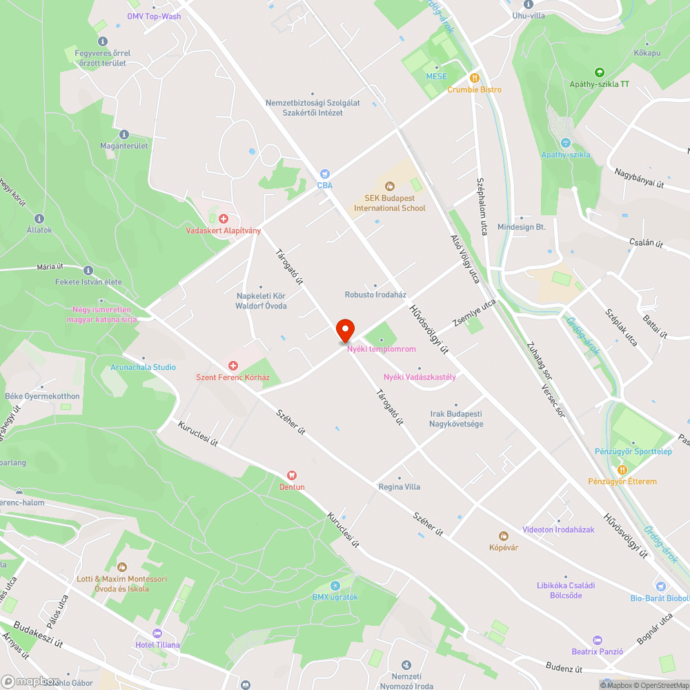 Törött, graffitis, matricás tükör a Szerb Antal u. sarkán bejelentés helye