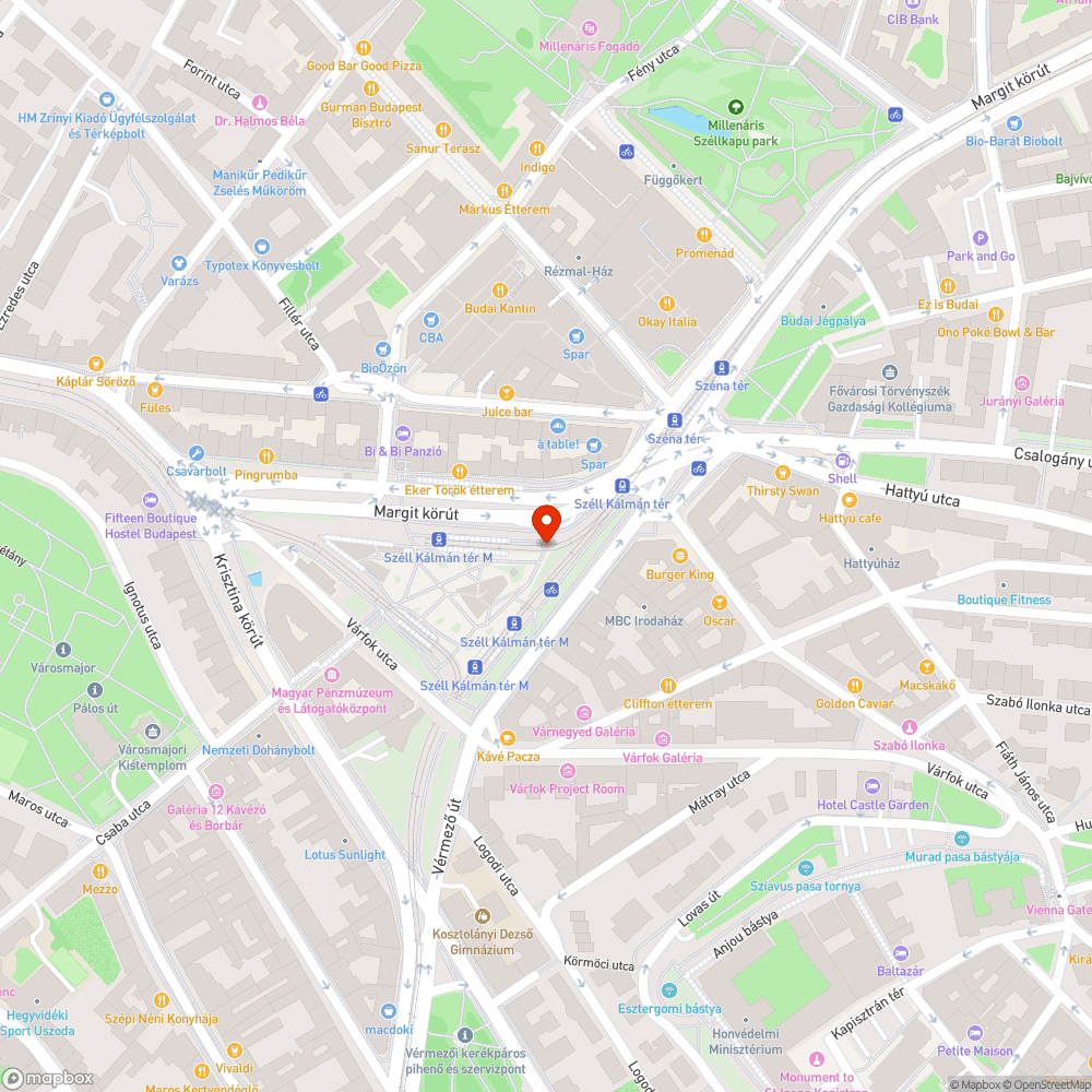 II. Széll Kálmán tér villamos vágányok melletti hibák bejelentés helye