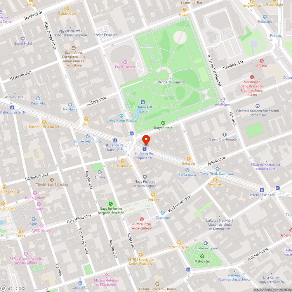 Graffitis váró (II. János Pál pápa tér) bejelentés helye