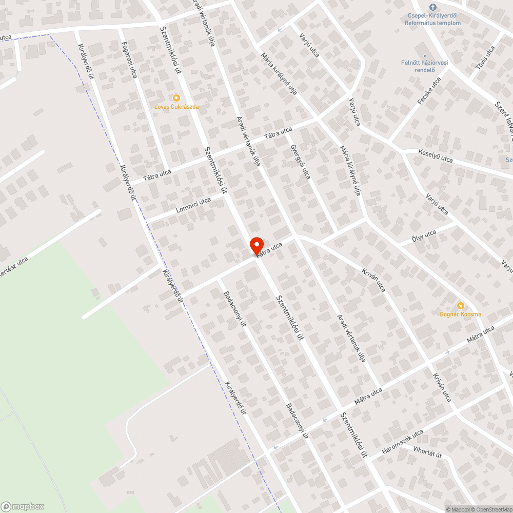 Szentmiklósi úti úthibák bejelentés helye