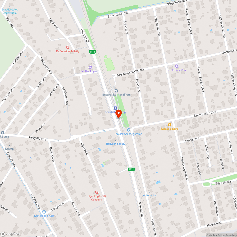 Hiányzó járda a peronok végén bejelentés helye