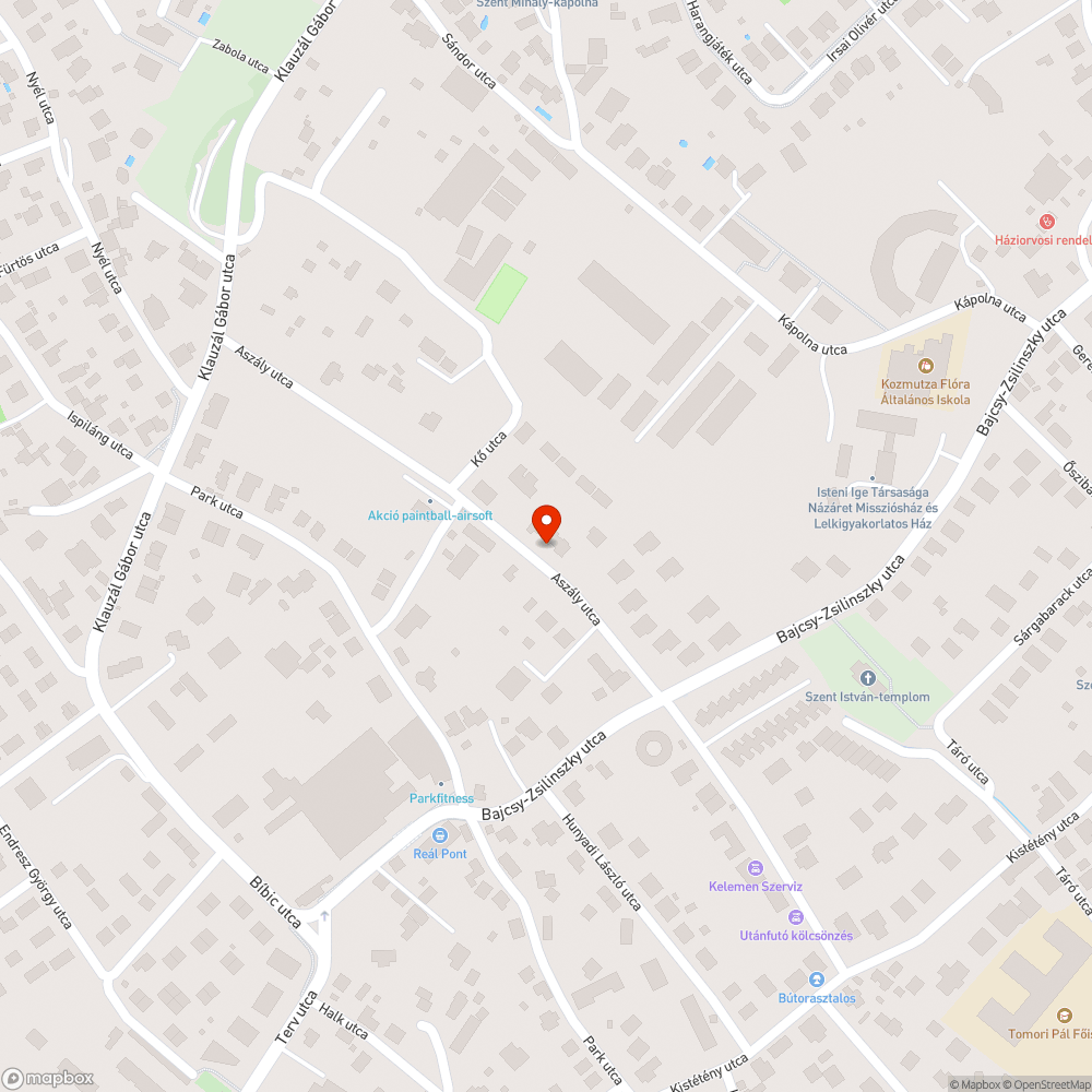 Fekvőrendőr az Aszály utcába bejelentés helye