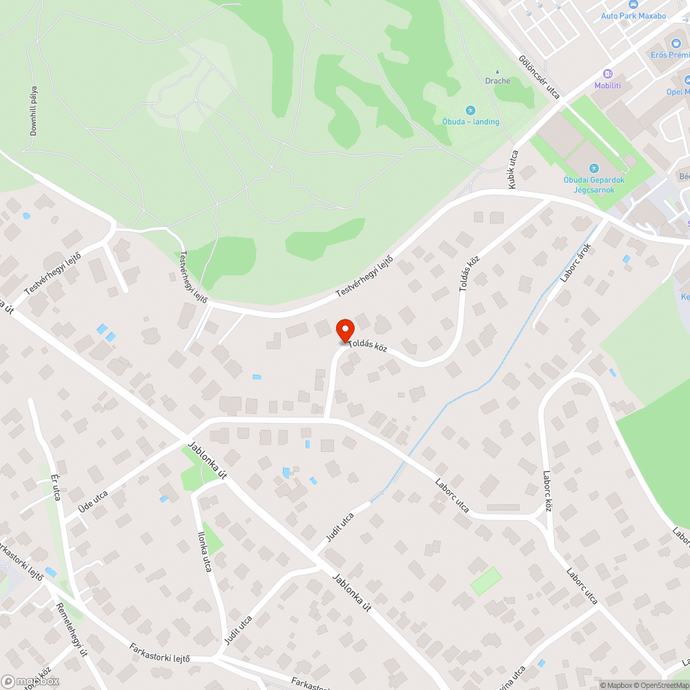 Hiányos közvilágítás a Toldás közben bejelentés helye