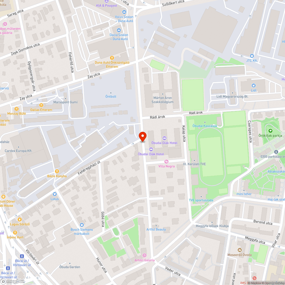 Úttestre kilógó vasoszlop bejelentés helye