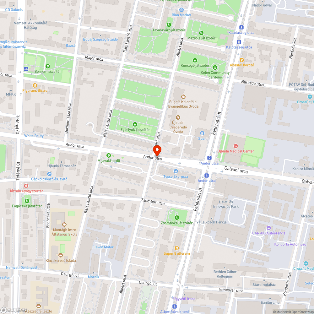 Gyalogos átkelő Andor u. x Albert u. bejelentés helye