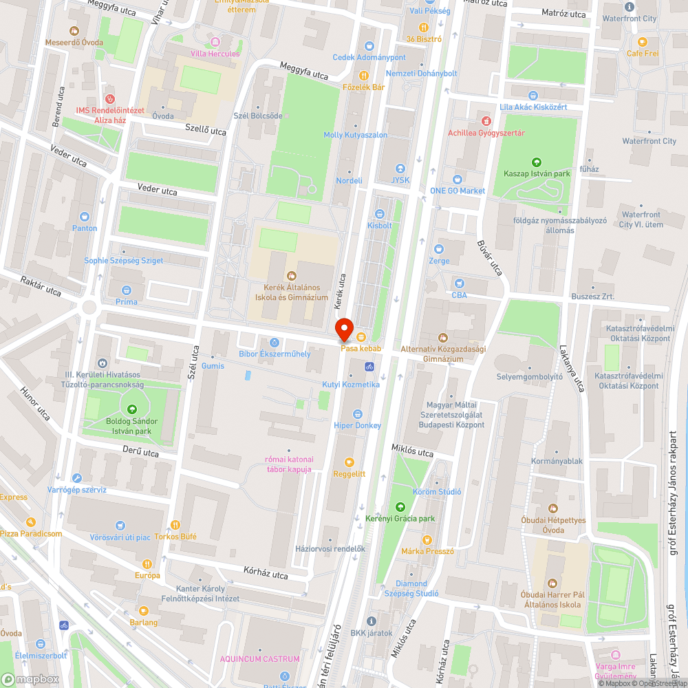 Raktár utca-Kerék út kereszteződés bejelentés helye