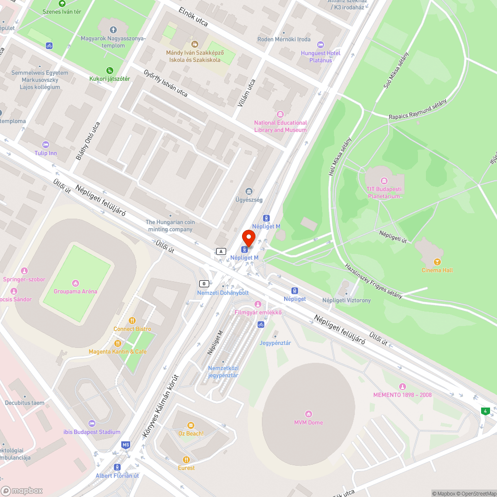 Népligeti aluljáró bejelentés helye