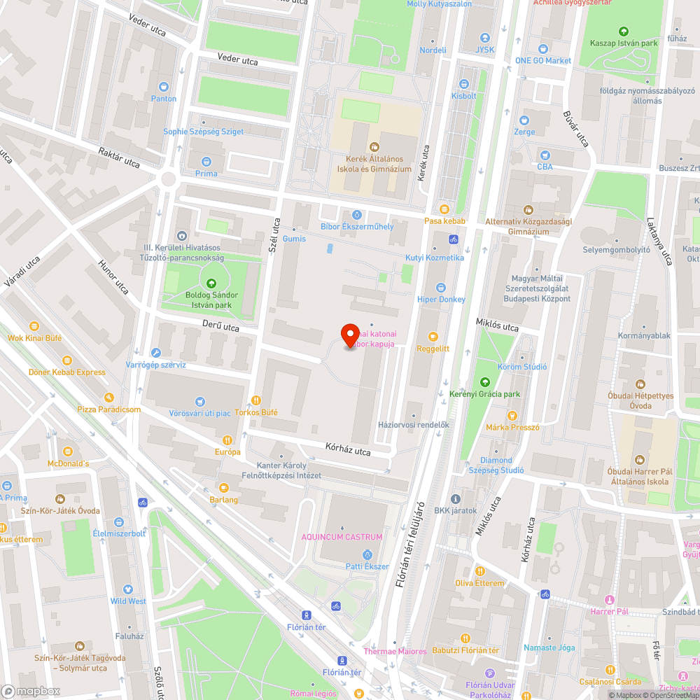 Kerék utcai sportpályához vezető balesetveszélyes járda bejelentés helye