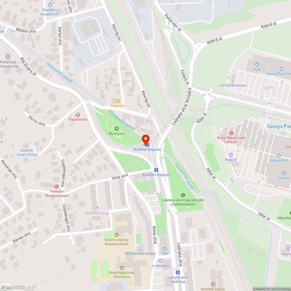 Budafoki elágazás megálló sérült, rendezetlen bejelentés helye