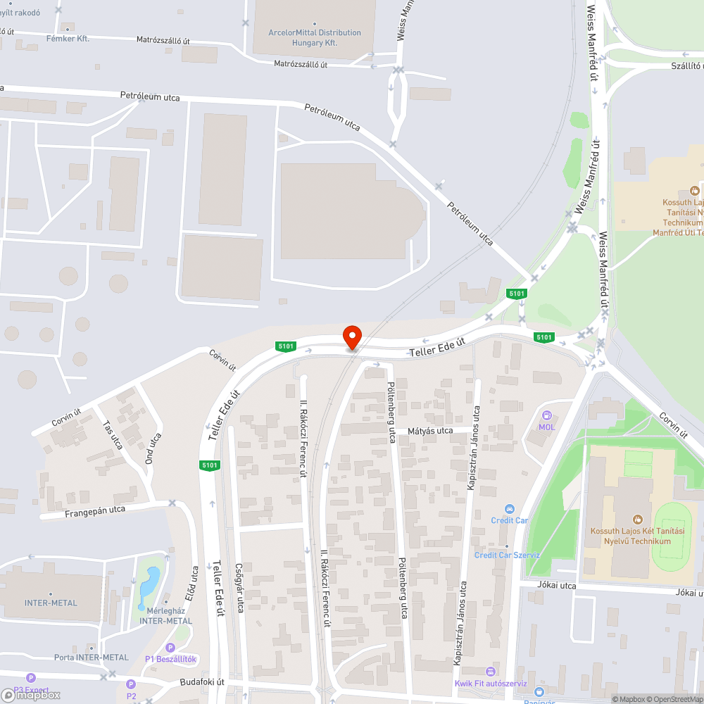 Szemétkupac a Teller Ede úton bejelentés helye