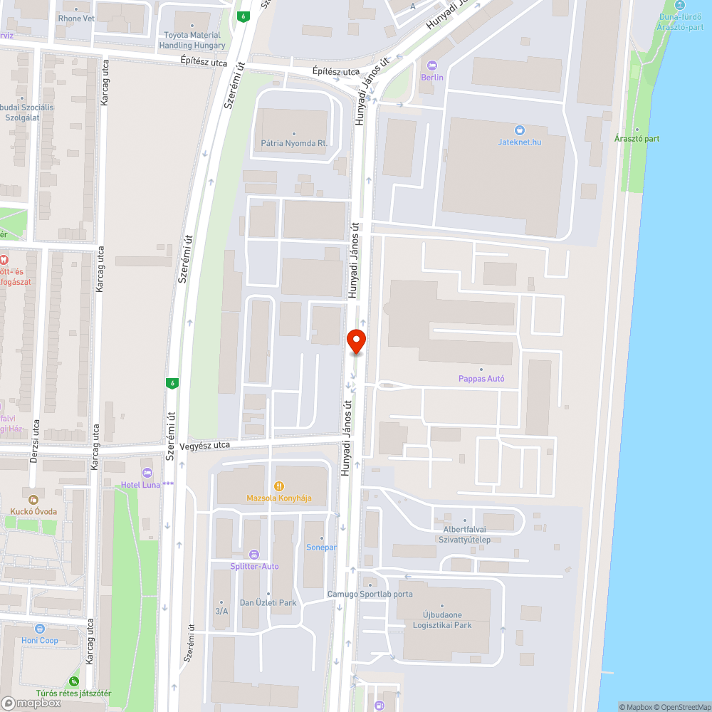 Méteres gaz a XI. Kerületi Hunyadi János úton bejelentés helye