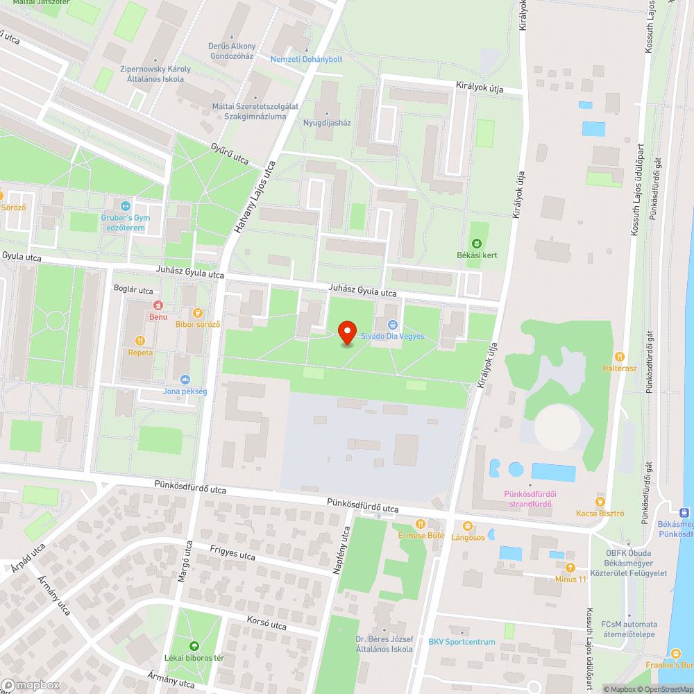 Juhász Gyula utca 11-13 közti játszótér padok bejelentés helye