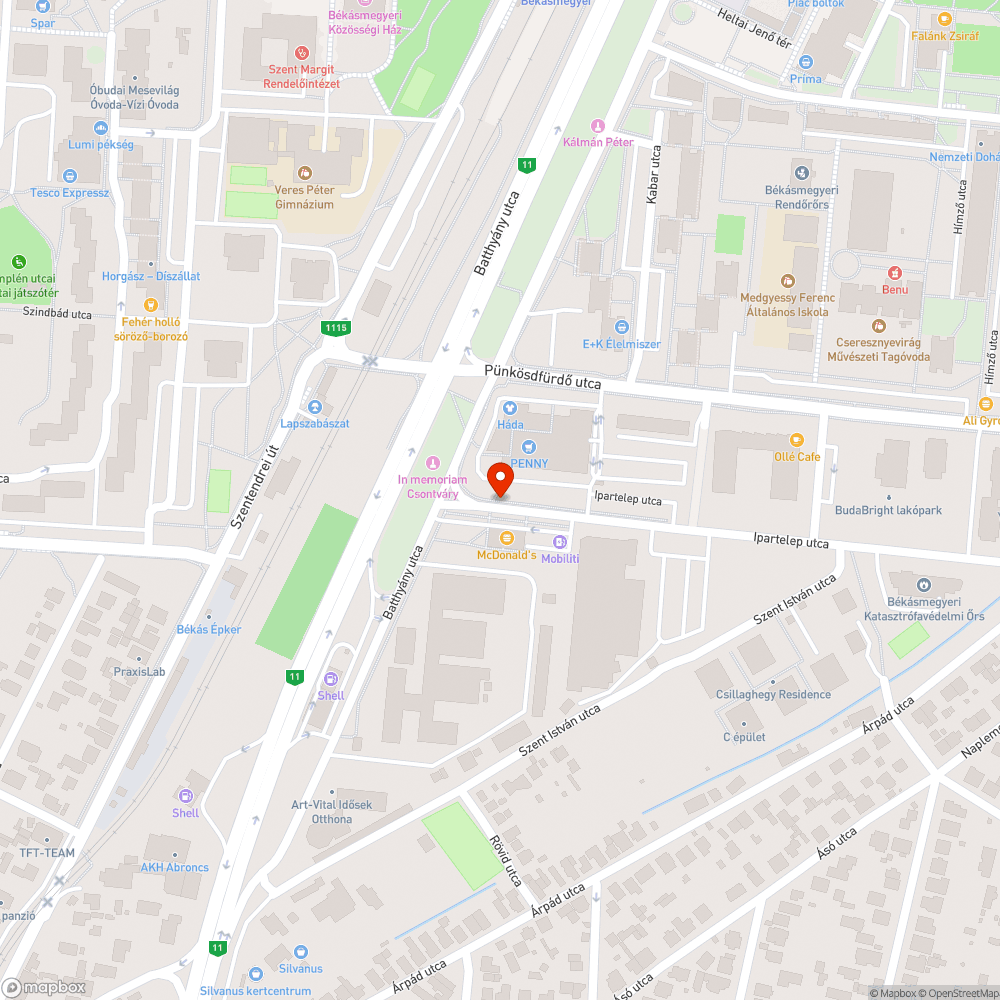 Kátyú az úton bejelentés helye