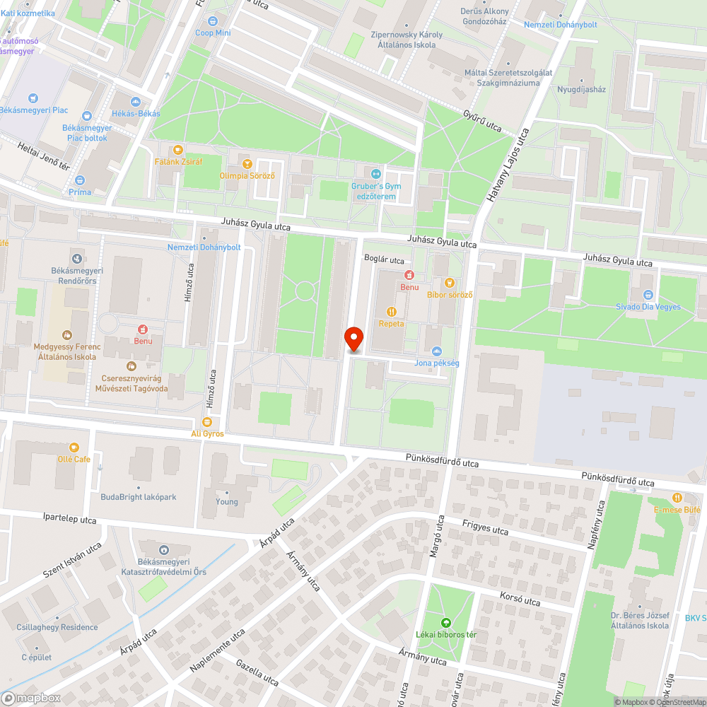 Veszélyes, mély kátyú bejelentés helye