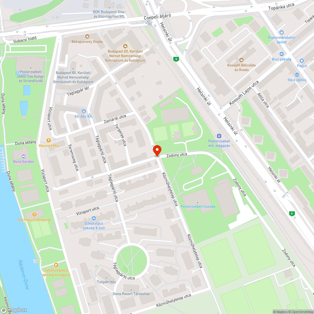 Közműhelytelep utca kátyú bejelentés helye