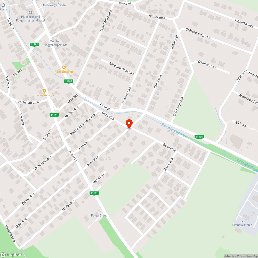 Levágott ágak az út mellett bejelentés helye