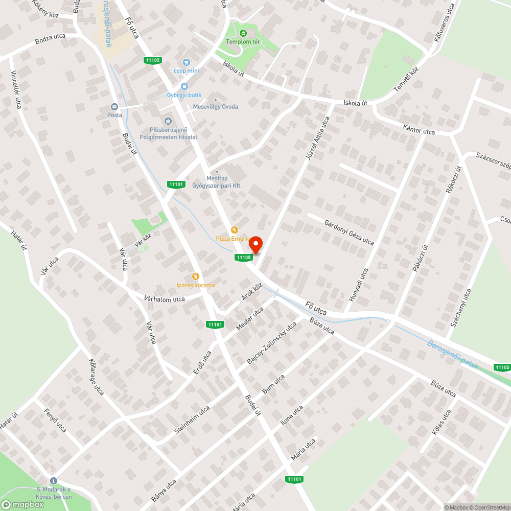 Eltömödött áteresz bejelentés helye