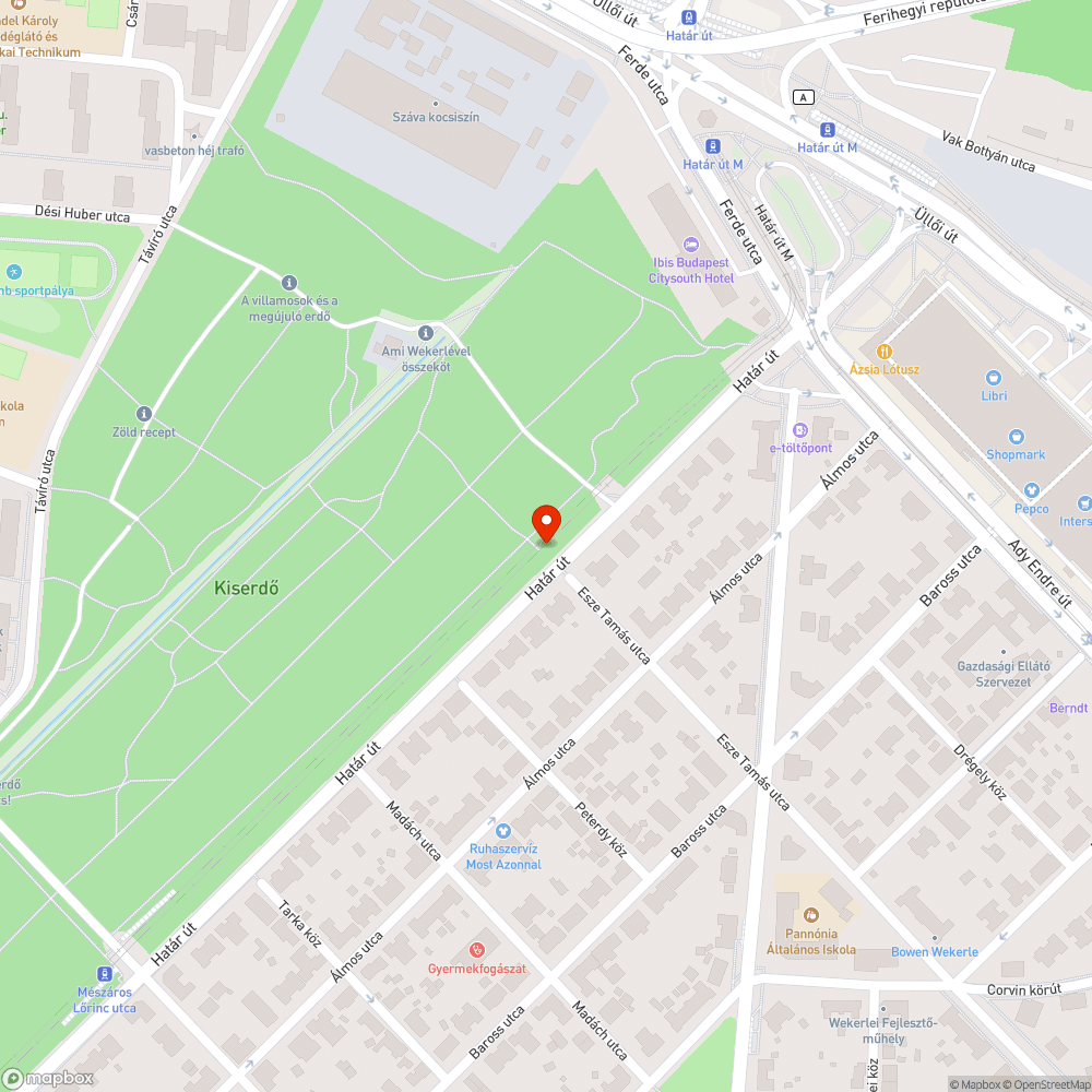 Határ úti erdő szemét bejelentés helye