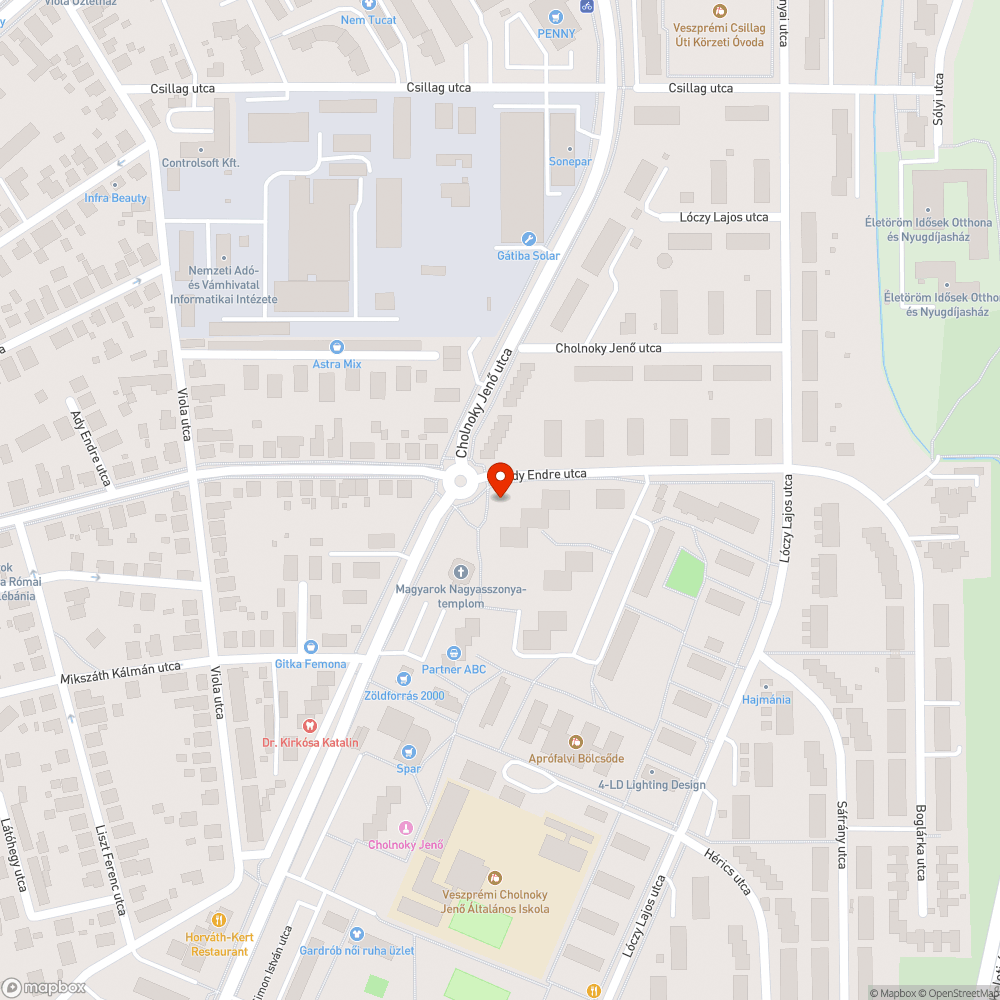 Kiszáradt fa bejelentés helye