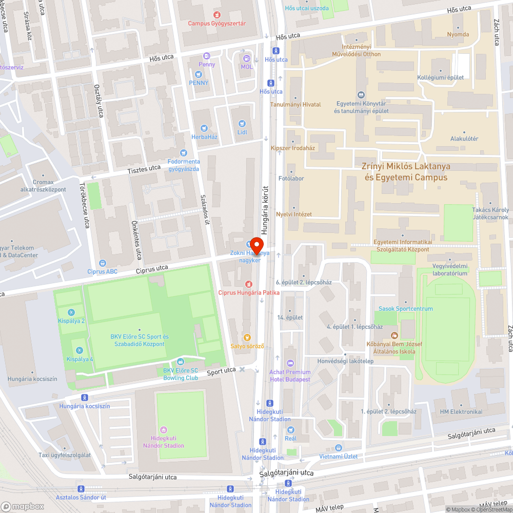 Elrothadt kerékpárút szélét jelző poller bejelentés helye