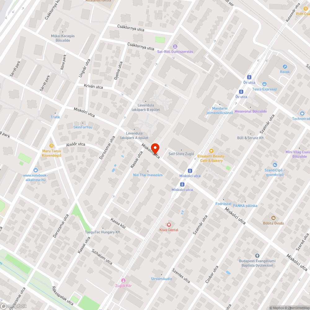 Miskolci u. 112. előtt elhagyott jármű bejelentés helye