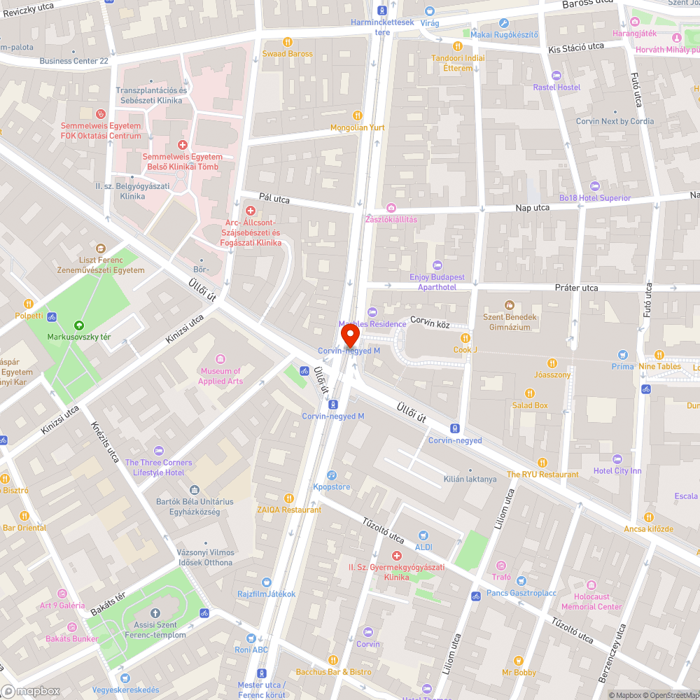 Corvin negyed 4-6V villamos utaslejáratai bejelentés helye