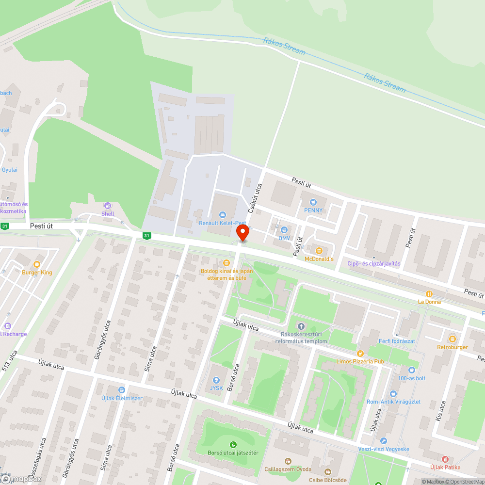 Hiányzó fényterelők bejelentés helye