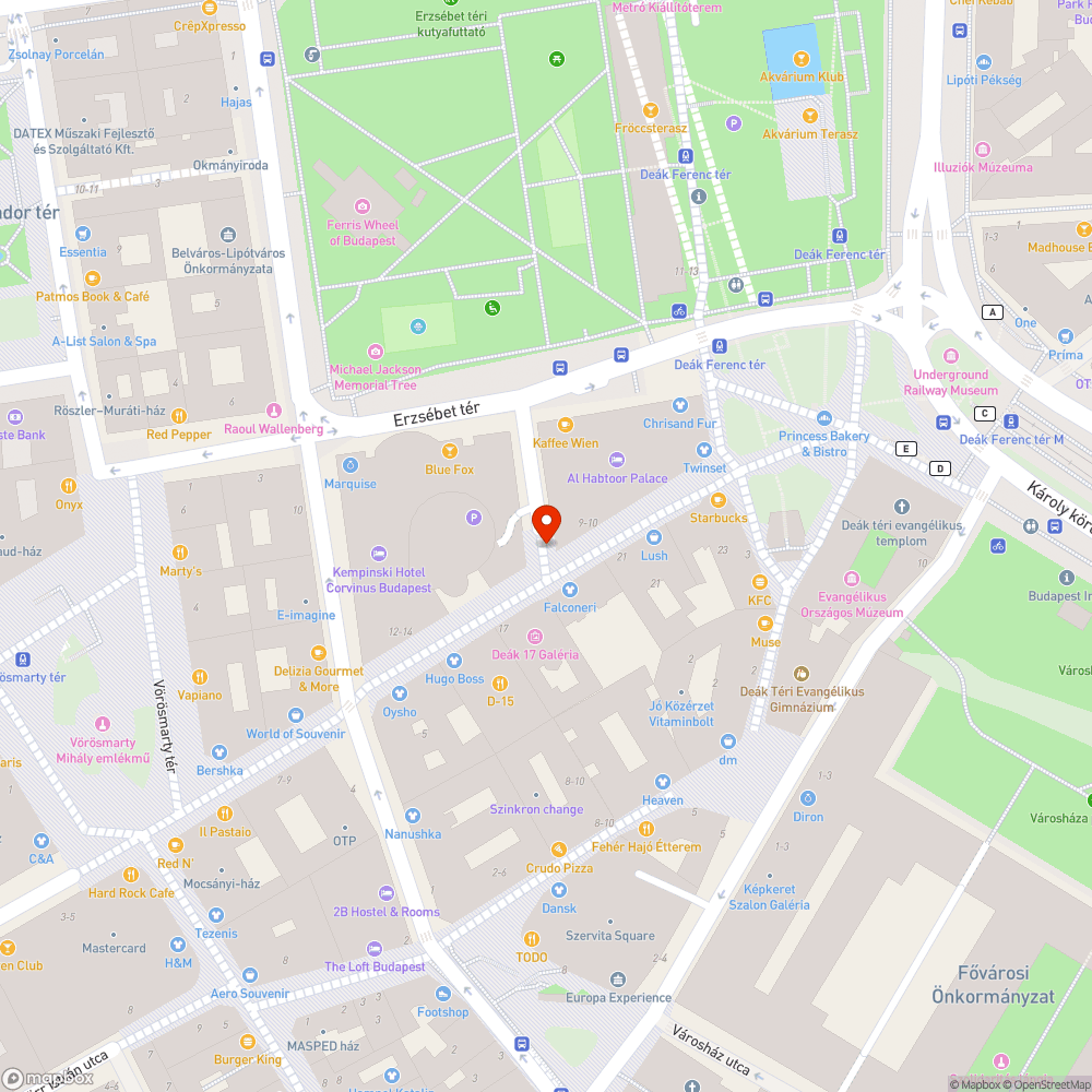 Deák Ferenc utca – kidőlt oszlop bejelentés helye