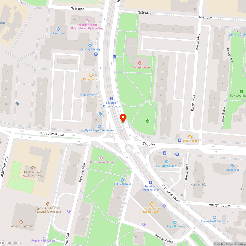 Tél utcai villamosmegallo koupont felé bejelentés helye