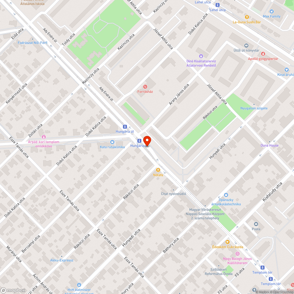 Megrongált megálló bejelentés helye