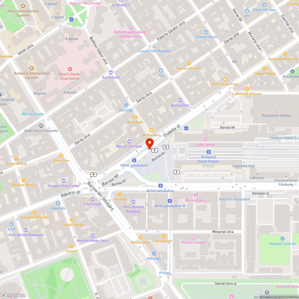 Keleti pályaudvar - futár kijelző bejelentés helye