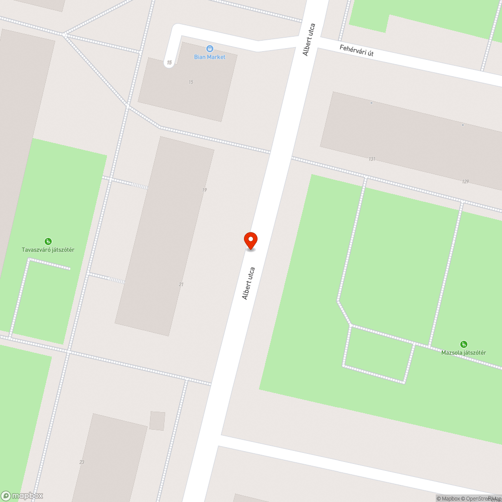 Beszakadt úttest az Albert utcában bejelentés helye