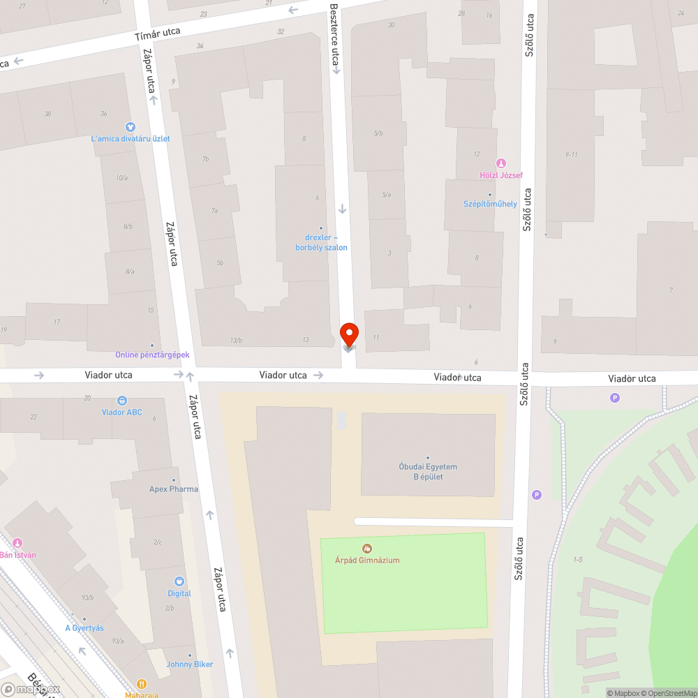 Kátyú a Beszterce utcában bejelentés helye