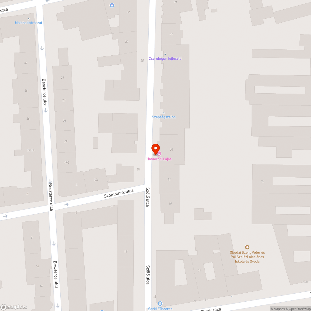 Kátyú a Szőlő utcában bejelentés helye