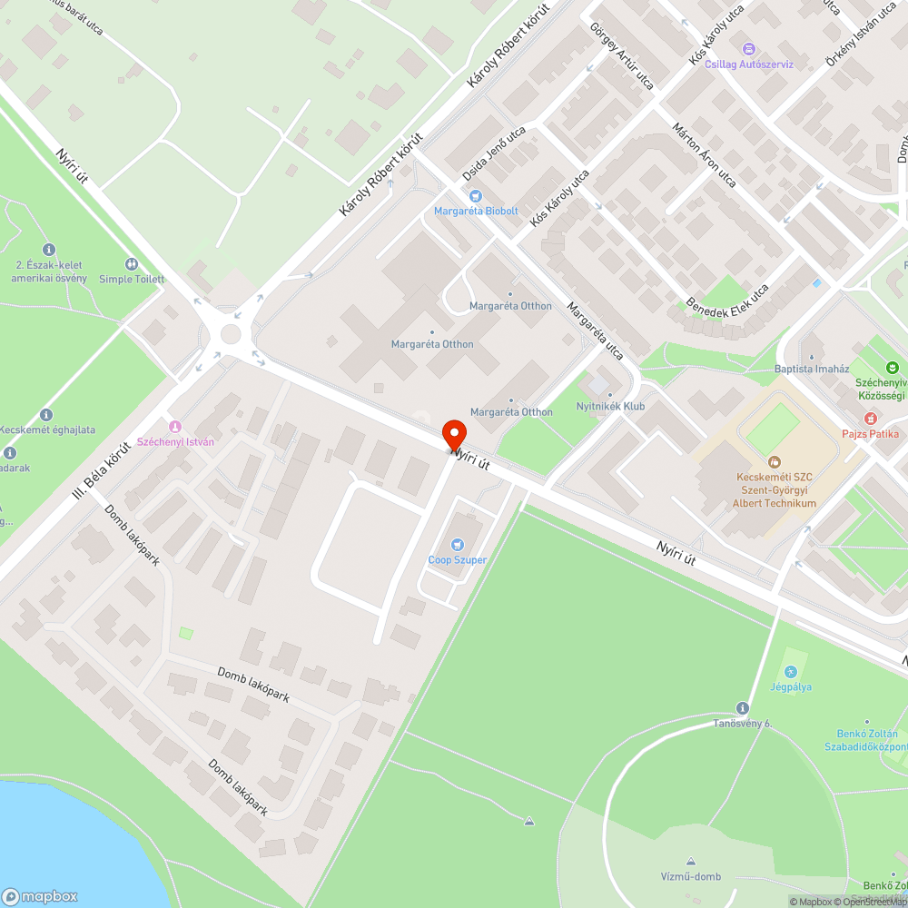 Úthiba bejelentés helye