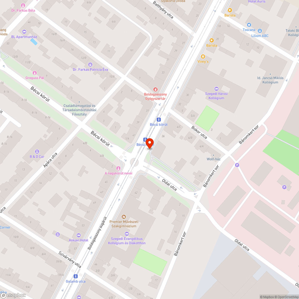 Elkopott, hámló festésű tábla - Boldogasszony sgt. 38. bejelentés helye