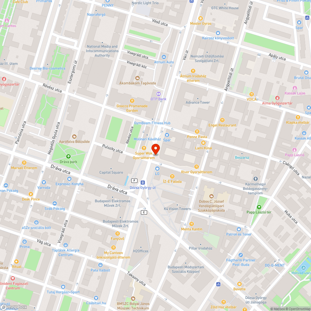 Váci út - Huba utca feltúrt járda 2.0 bejelentés helye