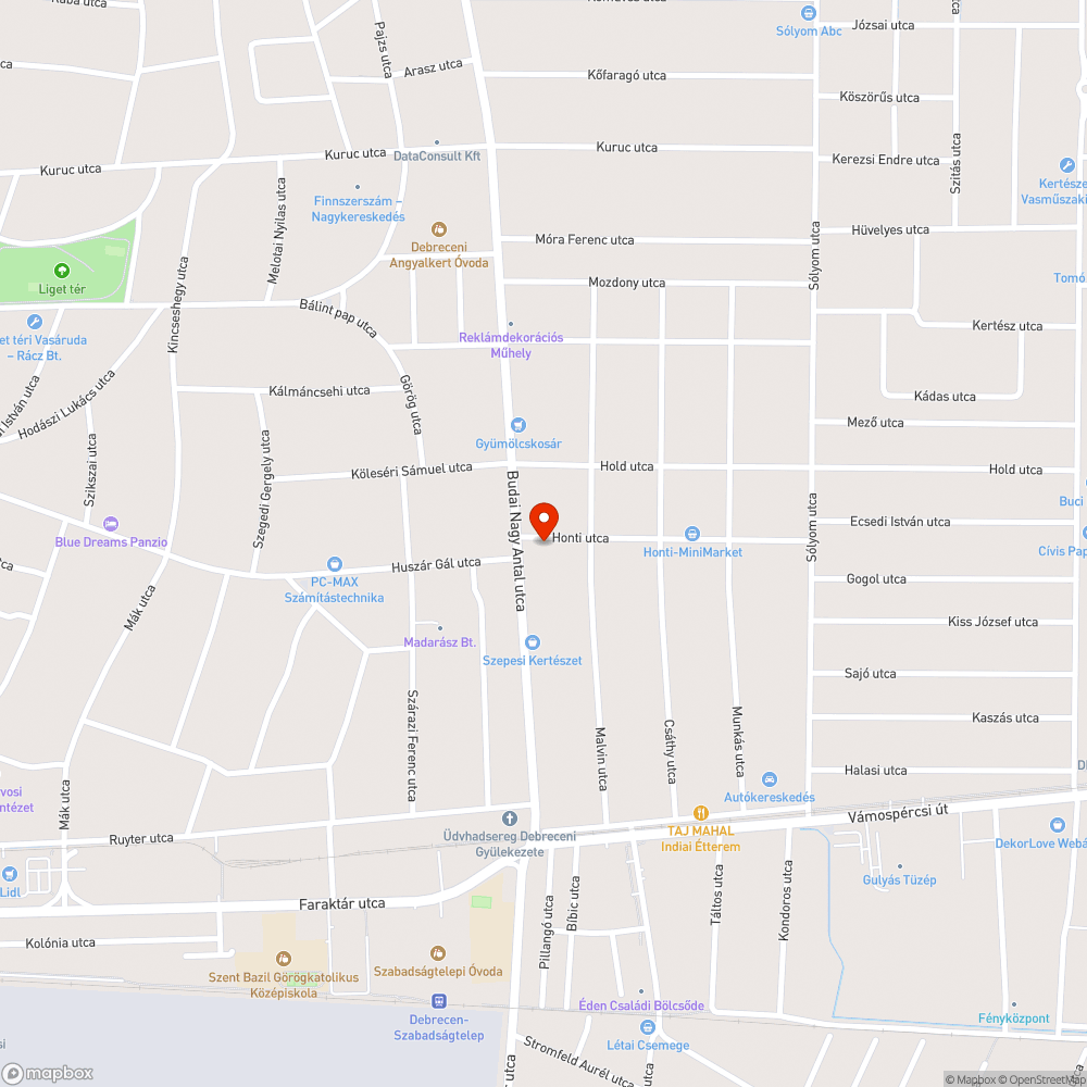 Honti utca - fekvőrendőr kihelyezése bejelentés helye