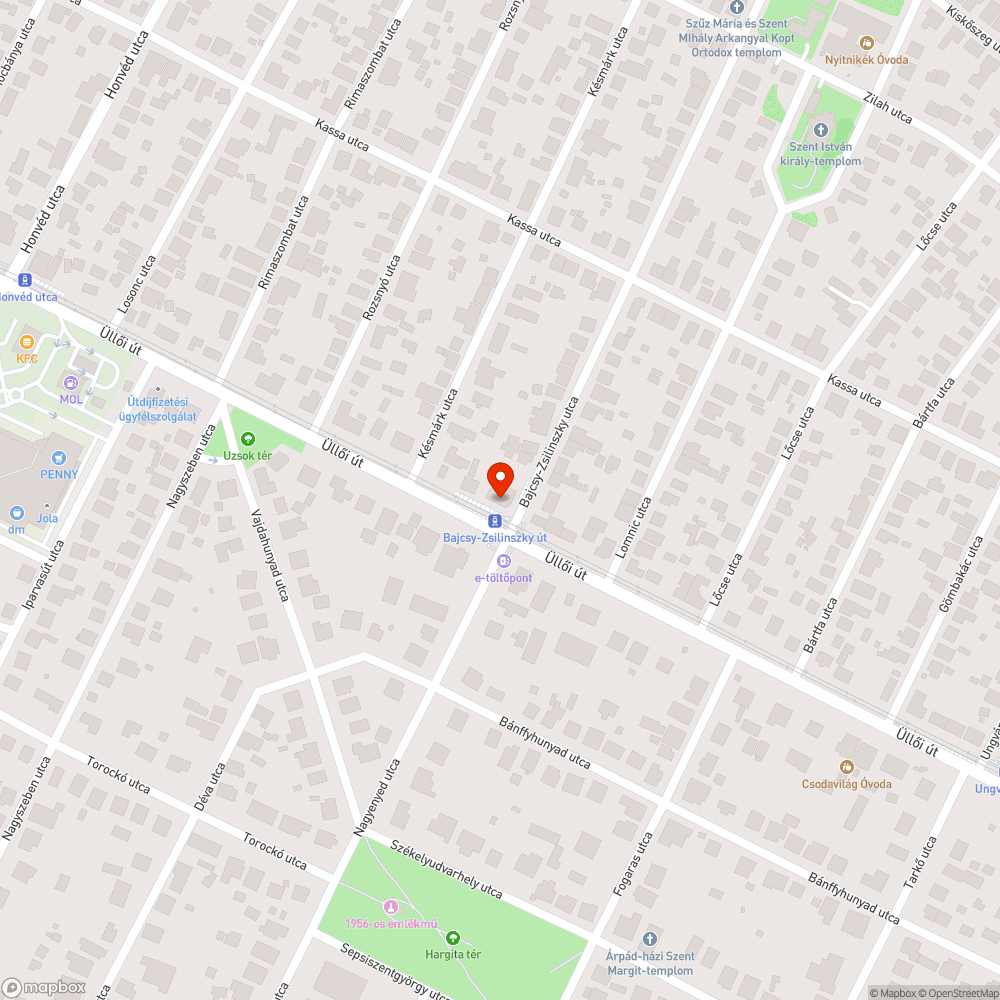 Betört üveg (telefonfülkén) bejelentés helye