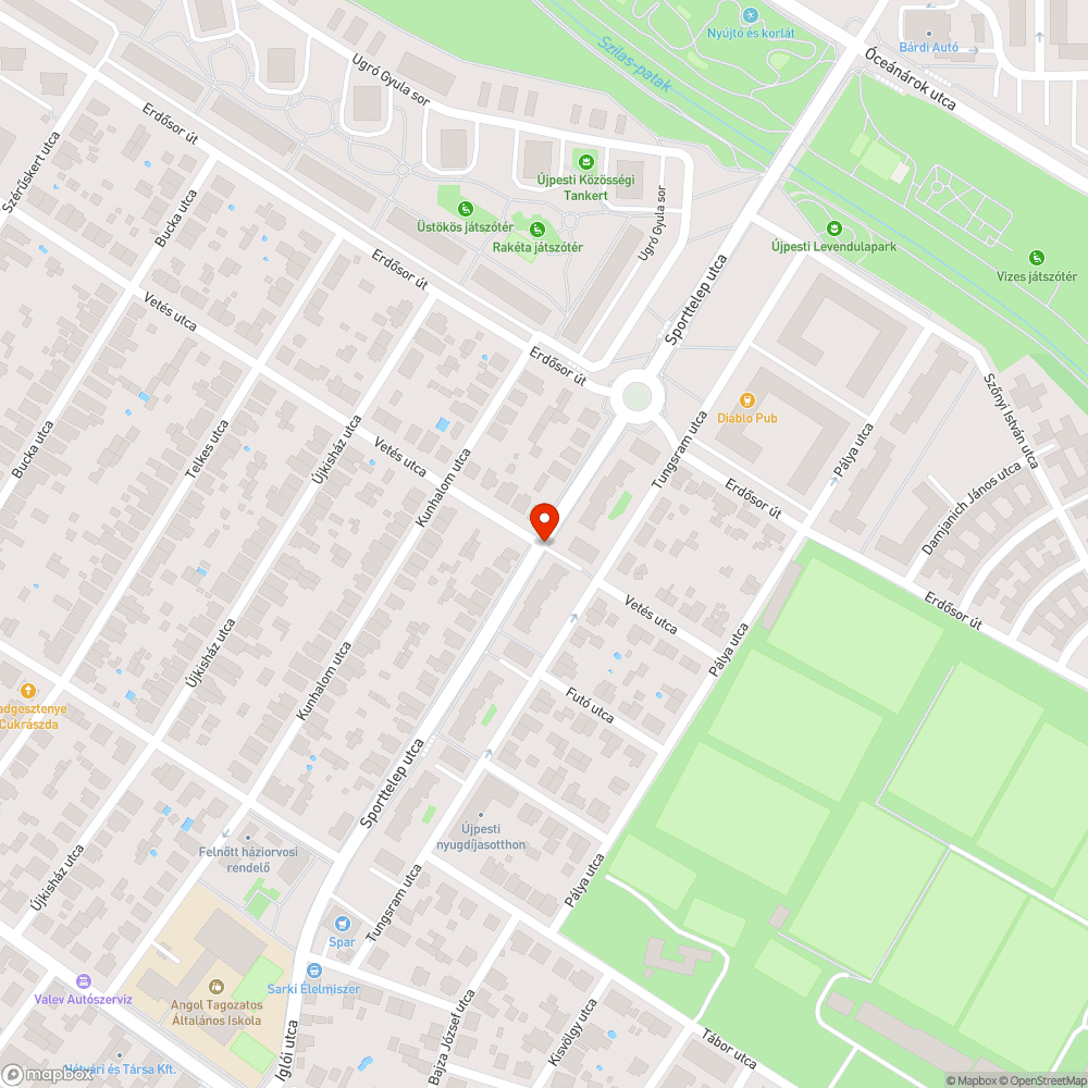 üres fahelyek a Sporttelep utcában bejelentés helye