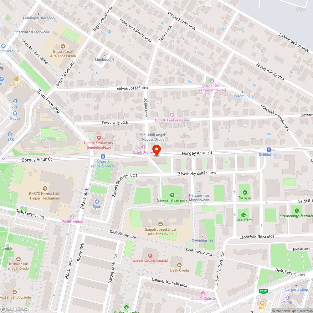 Kiszáradt fák a Görgey Artúr utcában bejelentés helye