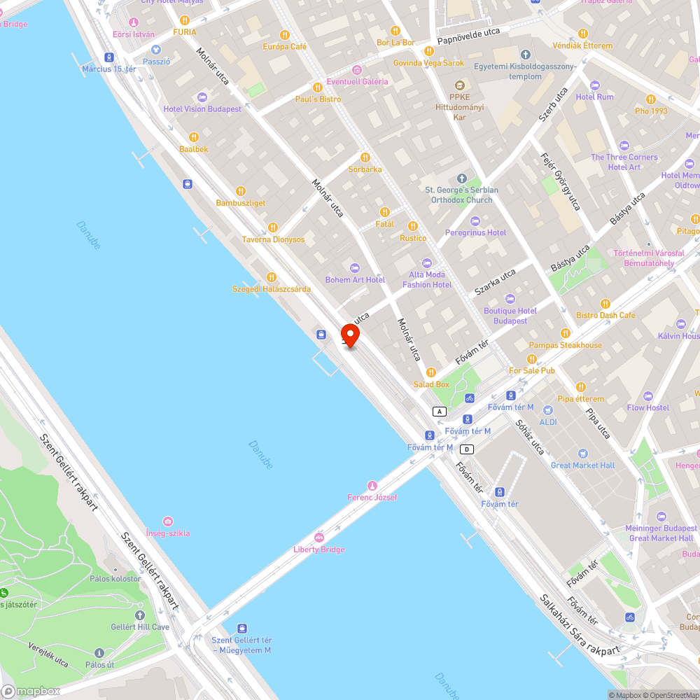 Ybl-korlát a Fővám térnél bejelentés helye