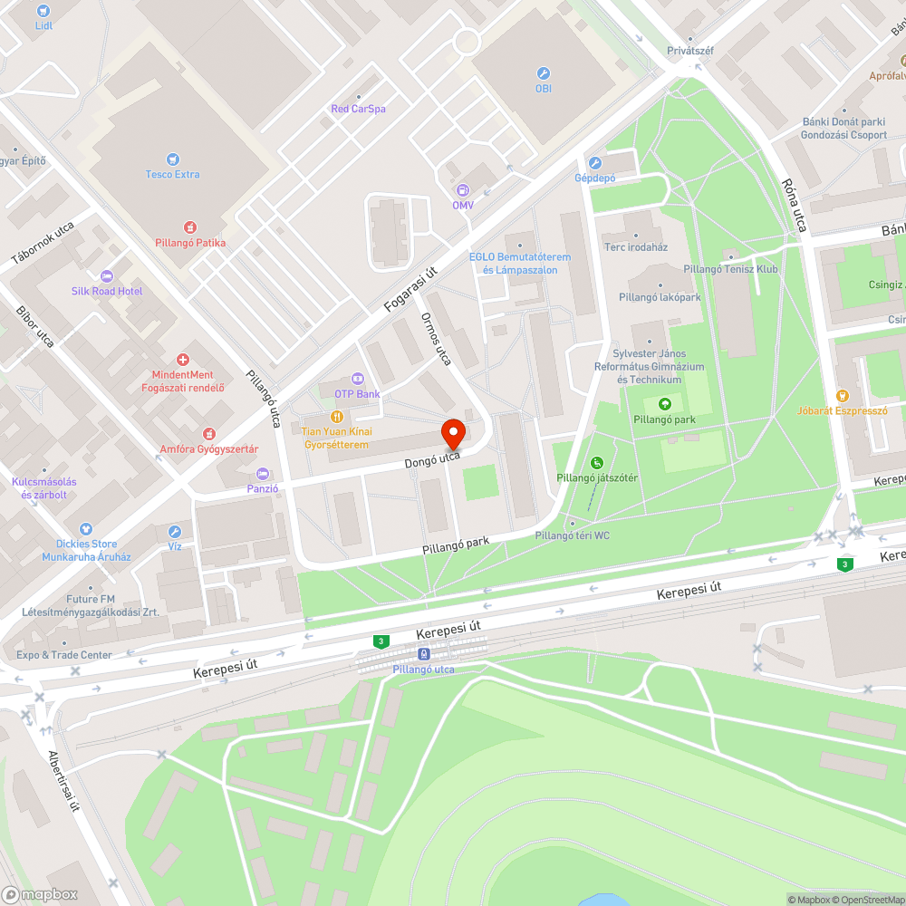 Dongó u. 16 elhagyott jármű bejelentés helye