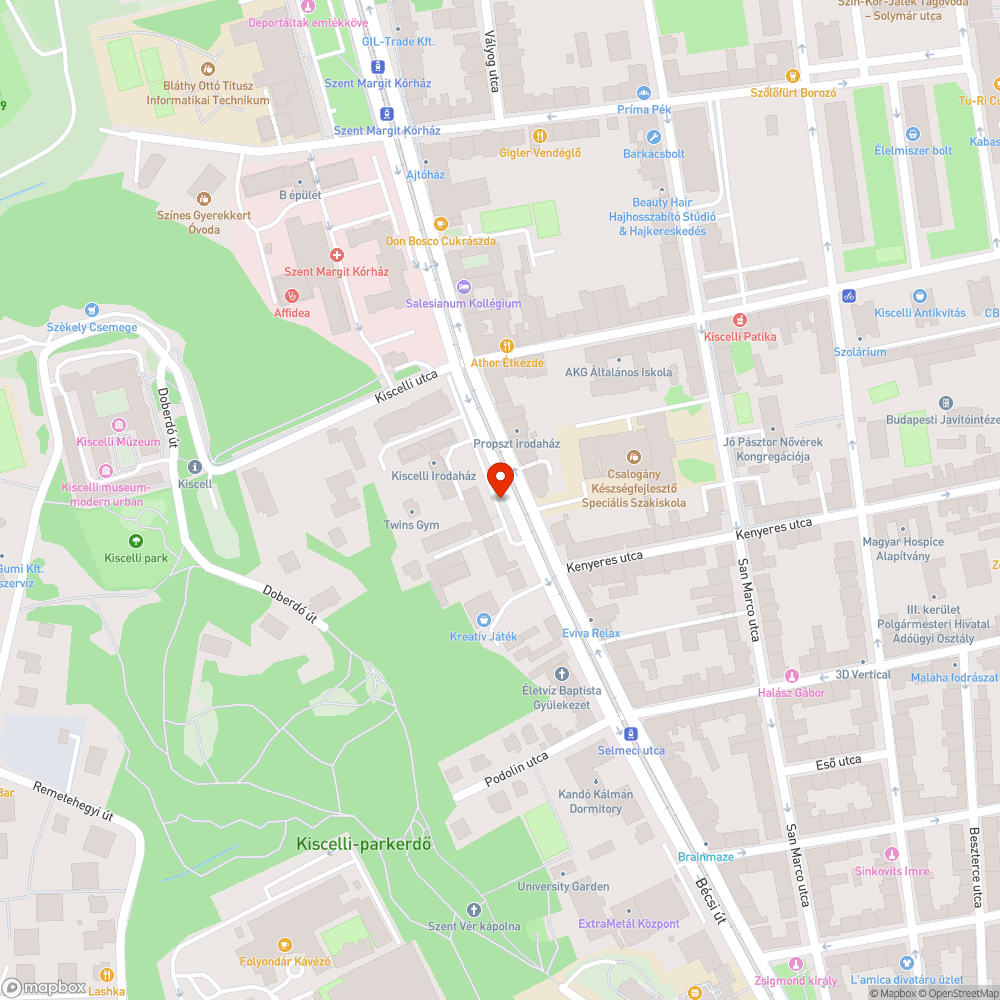 Bécsi út szervizút (122-124. sz.előtt) kátyú javítása bejelentés helye