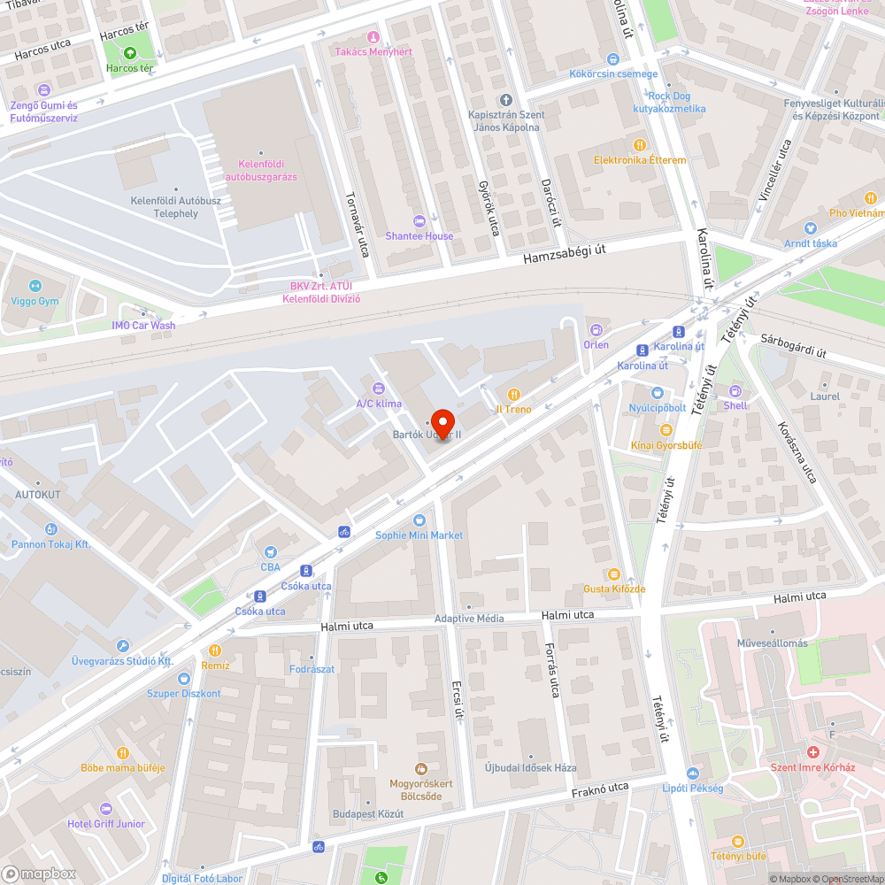 Elhagyott jármű a Bartók Béla út 105 előtt bejelentés helye