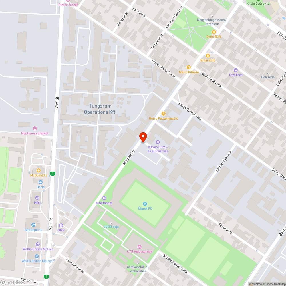 Újpesti Húsipari Vállalathoz táblával jelzett zsákutca legyen bejelentés helye